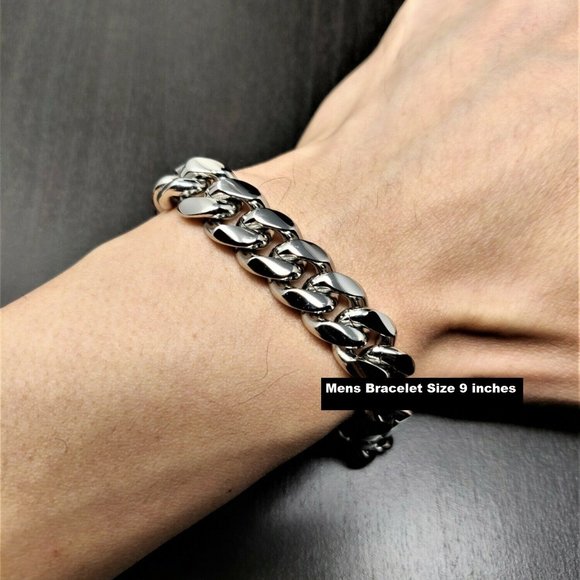Men's Miami Cuban Link Chain Silver Bracelet - Picture 5 of 6